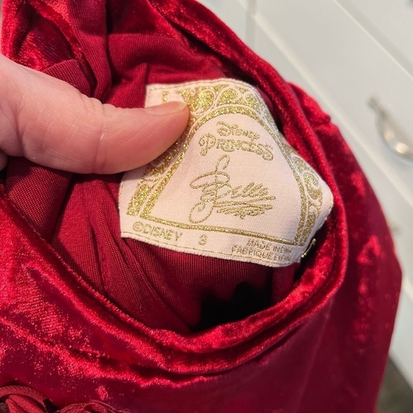 Disney Store Belle Red Velvet Holiday Special Dress Costume Beauty & Beast Sz 3 - Picture 10 of 10
